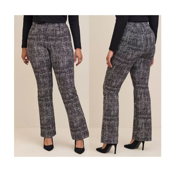 Torrid Bombshell Boot Luxe Ponte Pant Scratchy Tweed Deep Plaid Size 18 Short - Picture 1 of 5
